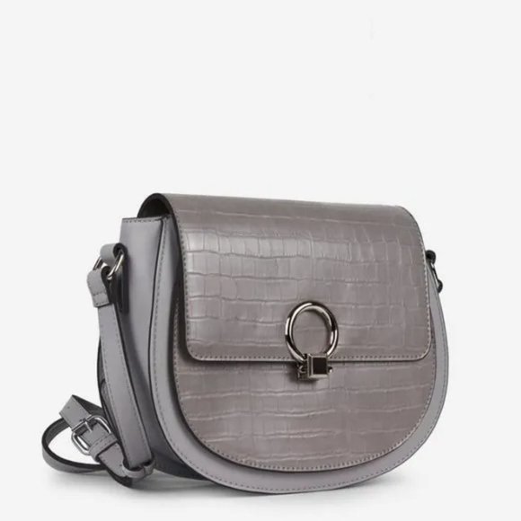 NWT Gray Grey Shoulder bag Crossbody bag faux croc vegan - Picture 1 of 4